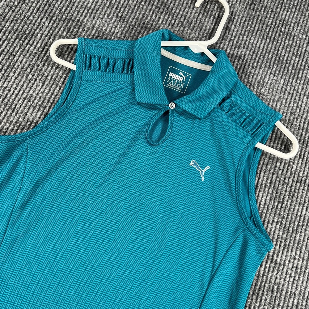 PUMA Polo Shirt Womens Small Blue Sleeveless Golf Tennis Pickleball Casual